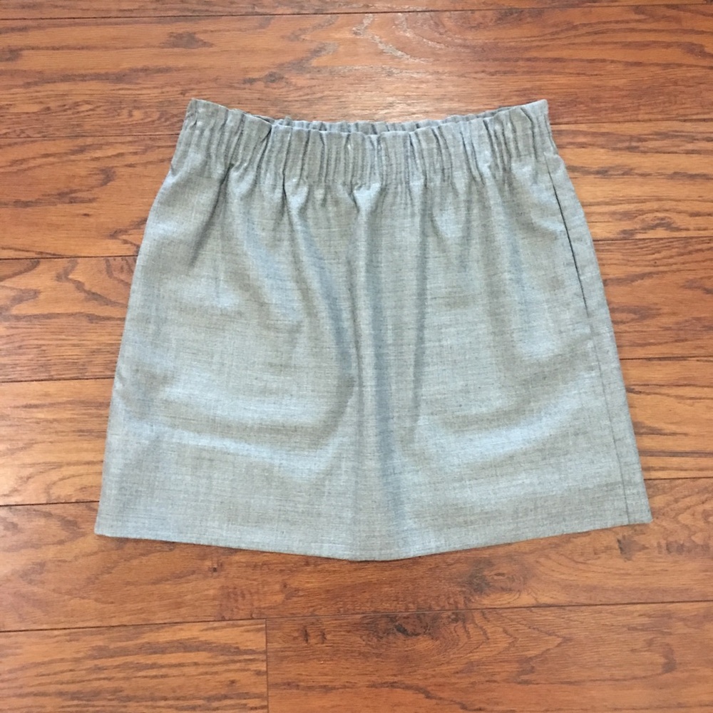 J. Crew Women’s Elastic Waistband Lined Skirt Pockets Gray Size 10 Wool Preppy
